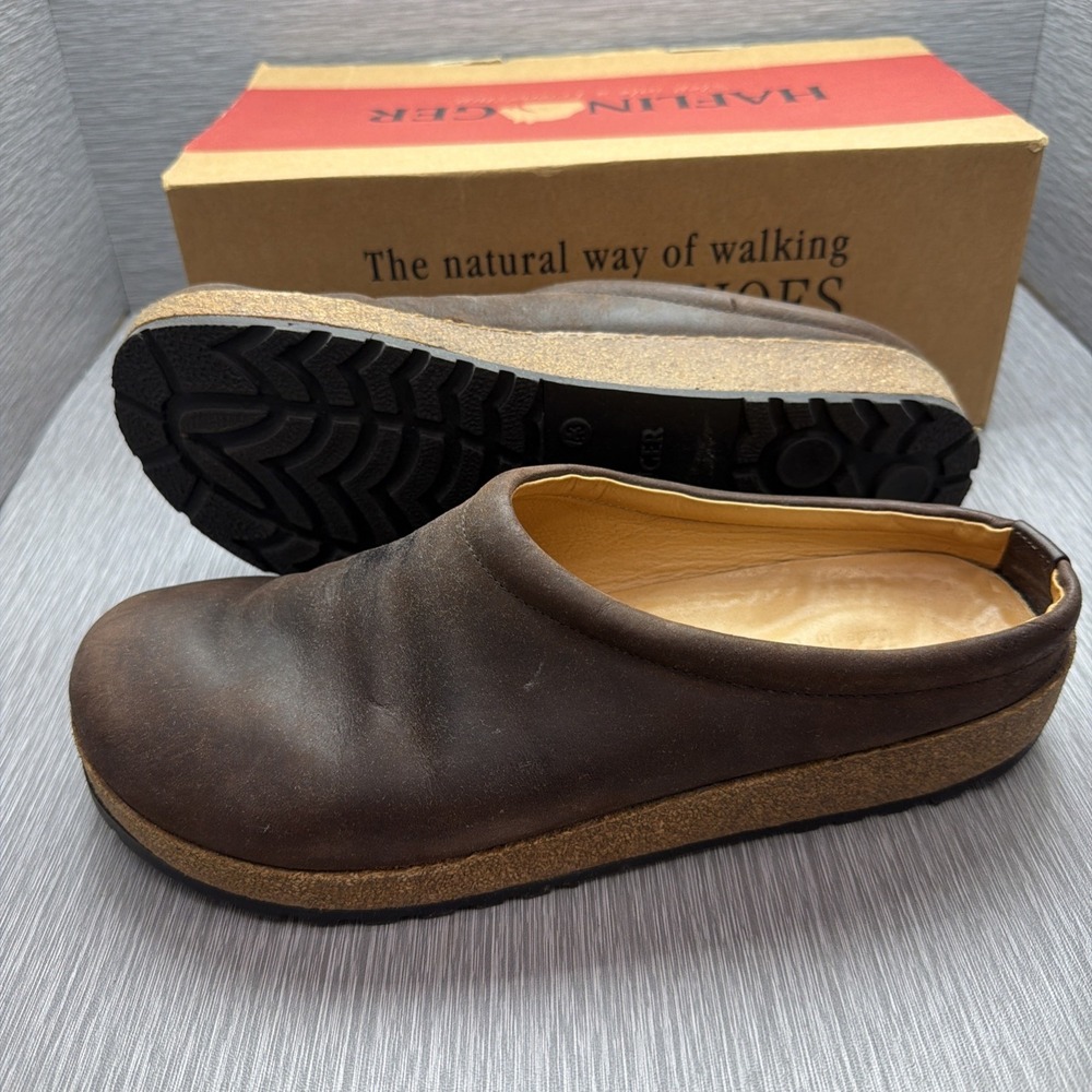 Haflinger Kodiak Leather Clogs Mens EU 43 US 10 Smokey Brown Oiled Nubuck